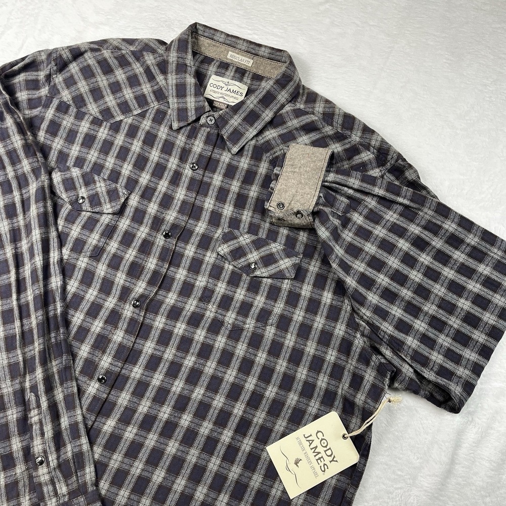 NEW Cody James Western Shirt Mens 3XLT Blue Plaid Flip Cuff Pearl Snap Cowboy
